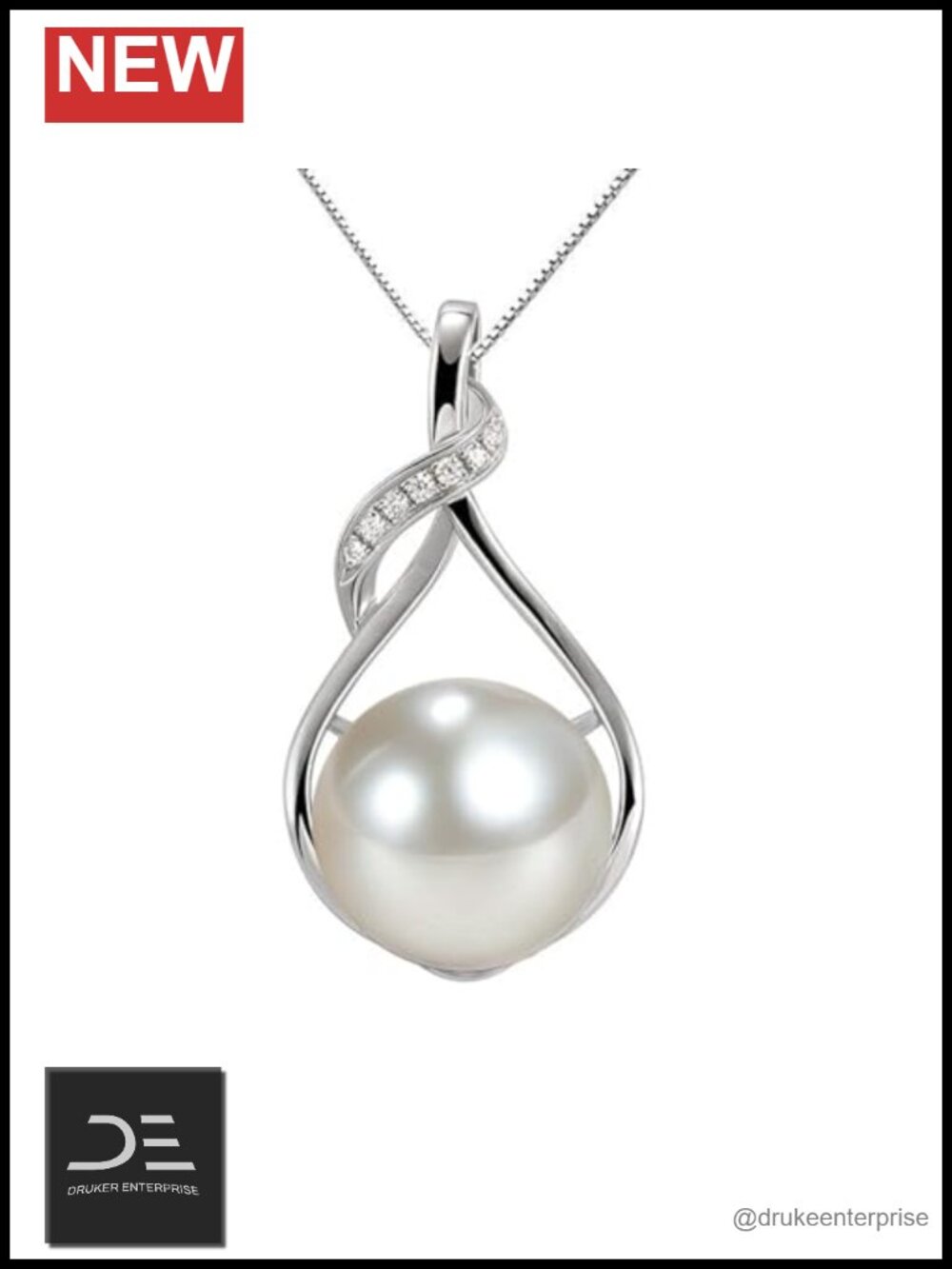 9-10mm Pearl Necklace, 18K Gold Plated 925 Silver, Gift